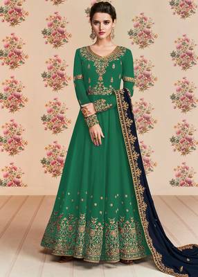 Green embroidered georgette salwar 1