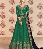 Green embroidered georgette salwar