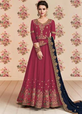 Pink embroidered georgette salwar 1