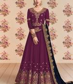 Wine embroidered georgette salwar