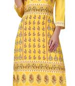 Yellow printed crepe kurtas-and-kurtis