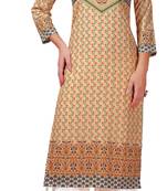 Cream printed crepe kurtas-and-kurtis