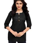 Black Plain Cambric Stone Work Cotton Tops