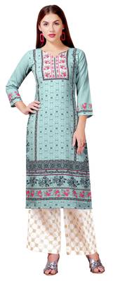 Light-blue printed crepe kurtas-and-kurtis 4