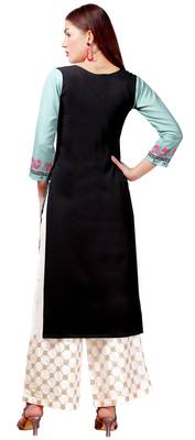 Light-blue printed crepe kurtas-and-kurtis 5