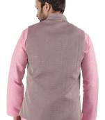 Pink woven cotton nehru-jacket