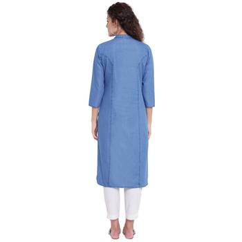 Blue embroidered cotton kurtas-and-kurtis 2
