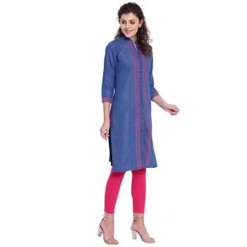 Blue embroidered cotton kurtas-and-kurtis 4