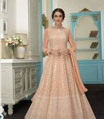 Peach embroidered faux georgette salwar