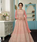 Pink embroidered faux georgette salwar