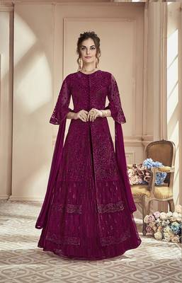 Purple embroidered net salwar 1