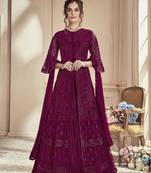 Purple embroidered net salwar