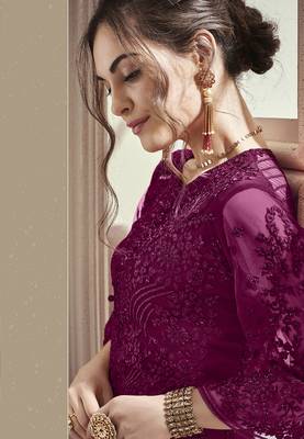 Purple embroidered net salwar 2