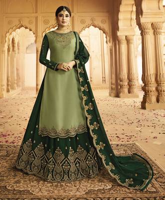 Light-green embroidered faux georgette salwar 1
