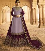 Light-purple embroidered faux georgette salwar