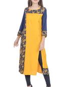 Yellow Rayon Jaipuri Kurti