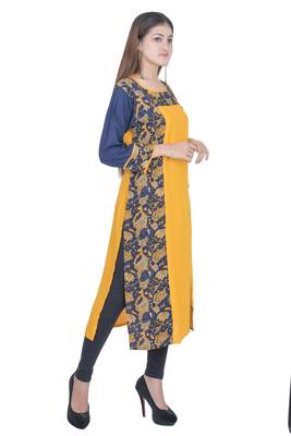 Yellow Rayon Jaipuri Kurti 2