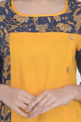 Yellow Rayon Jaipuri Kurti 4