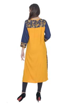 Yellow Rayon Jaipuri Kurti 5
