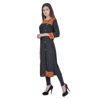 Grey Rayon Jaipuri Kurti 3