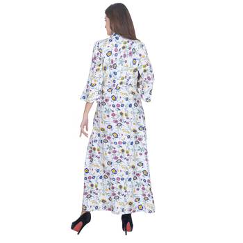 White Rayon Printed Jaipuri Long Kurti 5