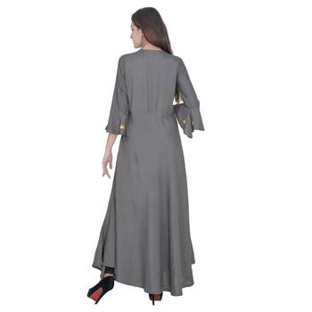 Grey Embroidery Rayon Jaipuri Long Kurti 5