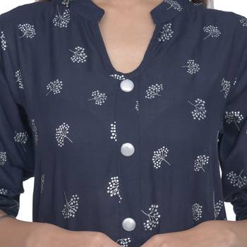 Blue Printed Rayon Jaipuri Kurti 4