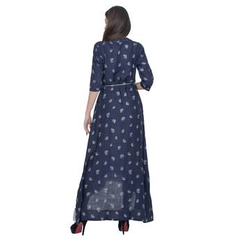 Blue Printed Rayon Jaipuri Kurti 5