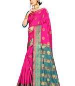 Women   s pink Pure Banarasi silk Designer Saree with Wovan Design