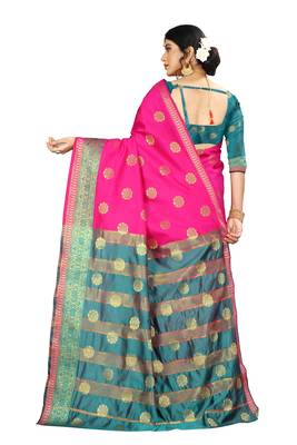 Women   s pink Pure Banarasi silk Designer Saree with Wovan Design 2