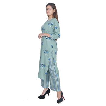 Multicolor Rayon Printed Jaipuri Kurti-Palazzo set 2