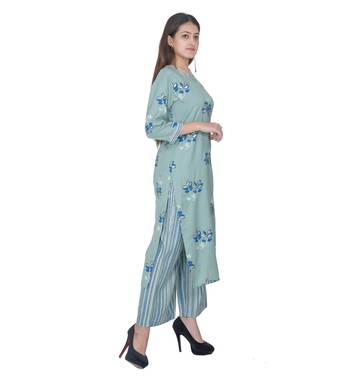 Multicolor Rayon Printed Jaipuri Kurti-Palazzo set 3