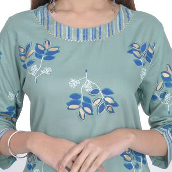 Multicolor Rayon Printed Jaipuri Kurti-Palazzo set 4