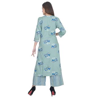 Multicolor Rayon Printed Jaipuri Kurti-Palazzo set 5