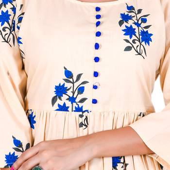 Peach Cotton Floral Printed Kurti-Palazzo Set 2