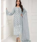 Grey embroidered georgette salwar