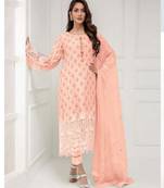 Peach embroidered georgette salwar
