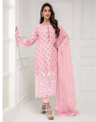 Pink embroidered georgette salwar 1