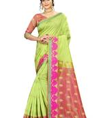 Women   s lemon Pure Banarasi silk Designer Saree with Wovan Design