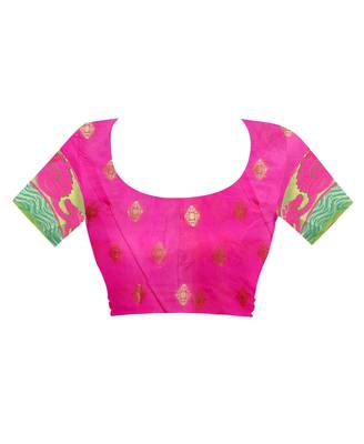 Women   s green Pure Banarasi silk Designer Saree with Wovan Design 4