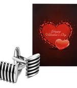 Valentine'S Special V'Day Greeting Card With Black Silver Unique Shirt Cufflinks Gift For Men