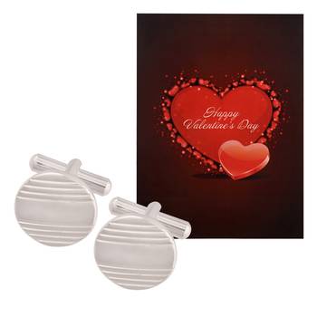 Valentine'S Special V'Day Greeting Card With Blue Silver Unique Shirt Cufflinks Gift For Men 1