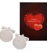 Valentine'S Special V'Day Greeting Card With Blue Silver Unique Shirt Cufflinks Gift For Men