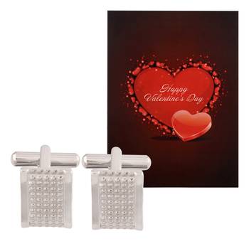 Valentine'S Special V'Day Greeting Card With Blue Silver Unique Shirt Cufflinks Gift For Men 1