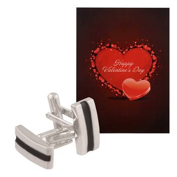 Valentine'S Special V'Day Greeting Card With Blue Silver Unique Shirt Cufflinks Gift For Men 1