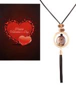 Valentine'S Special V'Day Greeting Card With Gold Plated Designer Fancy Stylish Necklace For Women