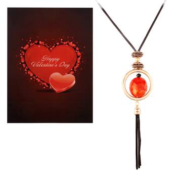 Valentine'S Special V'Day Greeting Card With Gold Plated Designer Fancy Stylish Necklace For Women 1