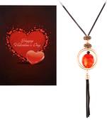 Valentine'S Special V'Day Greeting Card With Gold Plated Designer Fancy Stylish Necklace For Women