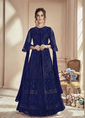 Blue Embroidered Net Salwar 1