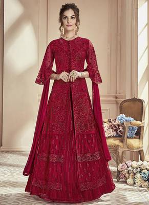 Pink Embroidered Net Salwar 1